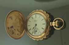 38mm Elgin Pocket Watch Fancay Case Double Hunter Gold Filled-Running