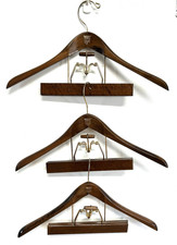 3 VINTAGE LEE/ROWAN DELUXE HARD WOOD CONTOUR COMBO SUIT HANGERS MADE IN TAIWAN