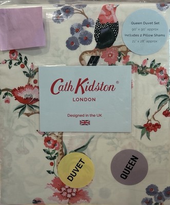 Cath Kidston Bird Trail Multi Queen Duvet Set Floral French Country 3 Pc NEW