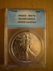 2018 MS 70 American silver eagle ANACS