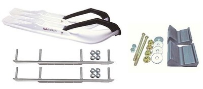 C&A Pro White XCS Snowmobile Skis w/ 7.5'' Shaper Bars Complete Kit Polaris
