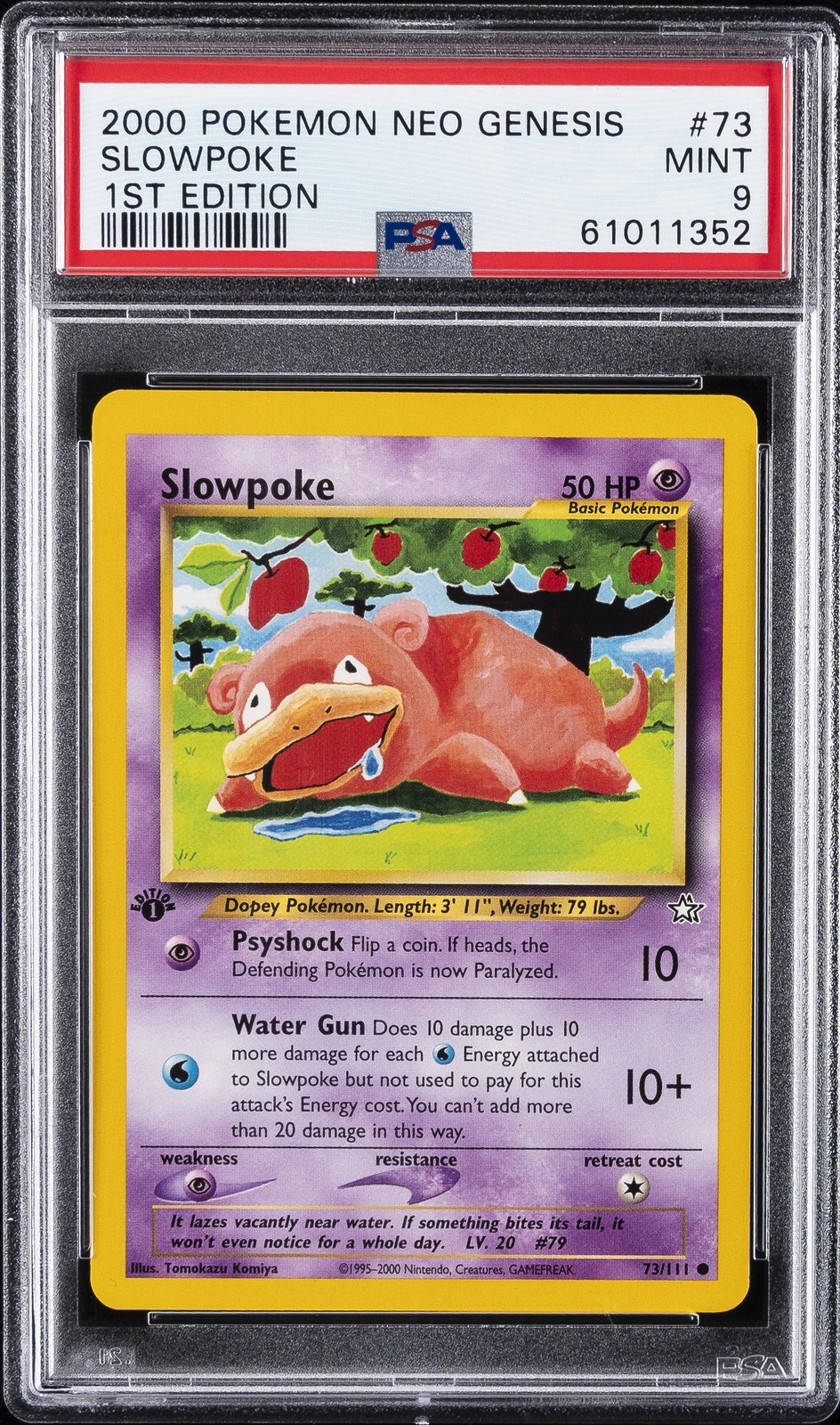 2000 POKEMON NEO GENESIS 1ST EDITION #73 SLOWPOKE PSA 9
