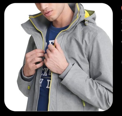 Superdry Japan the Windcheater Winterjacke Fleece Grau Orange Herren XXL