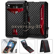 Men's Slim PopUp Bifold Carbon Fiber Wallet, RFID Blocking, Card Holder,Men Gift