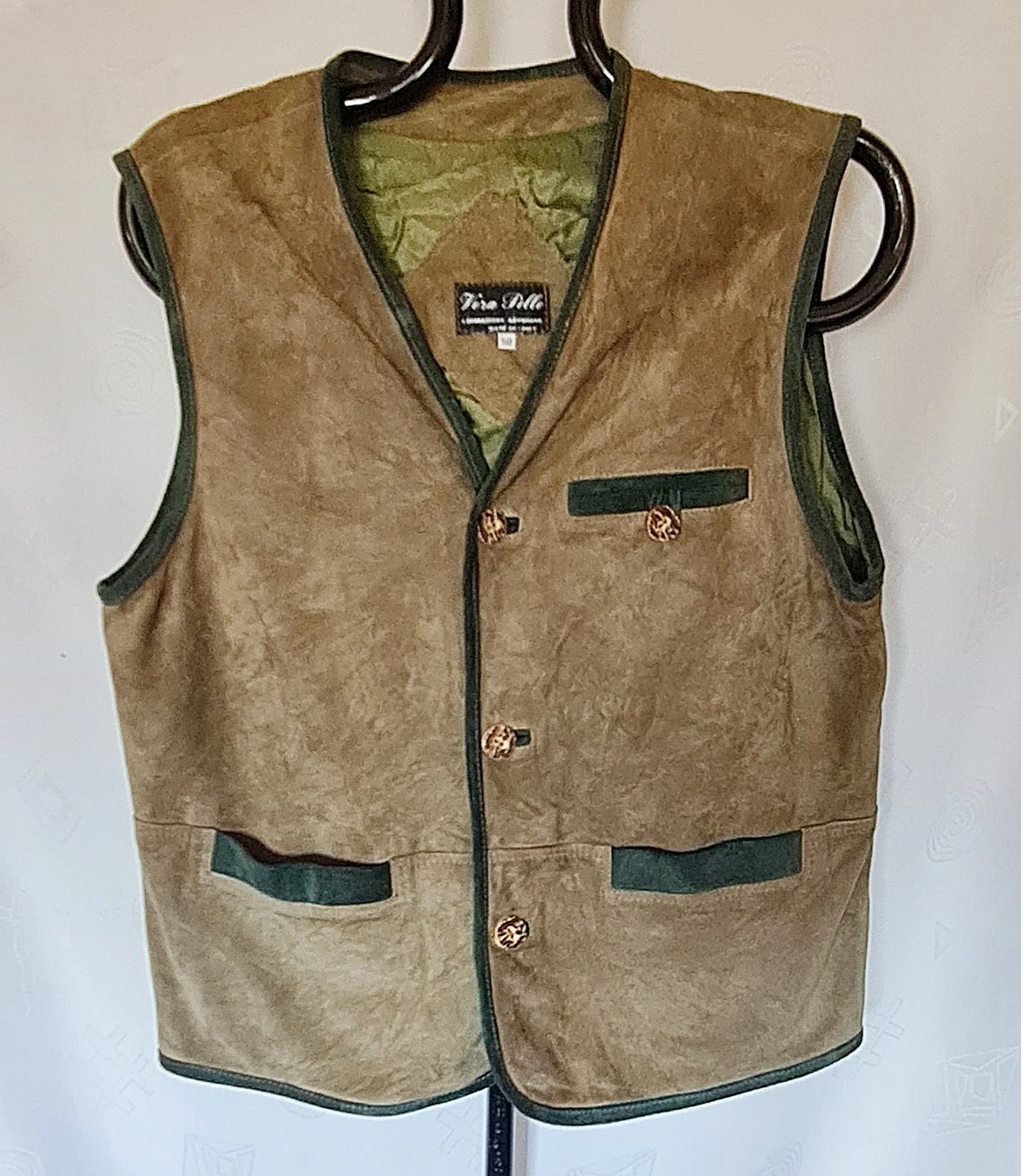 VEST VINTAGE VERA PELLE TRACHTEN OKTOBERFEST LEATHER MENS US 40 EU 50 - product detail image 1