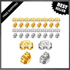 Earring Backs, Stainless Steel, 16 Pairs, Silver and Gold, Stud Replacement