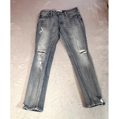 KanCan For Maurices Jeans Womens Size 28 Blue Denim Distressed Mid Rise Skinny