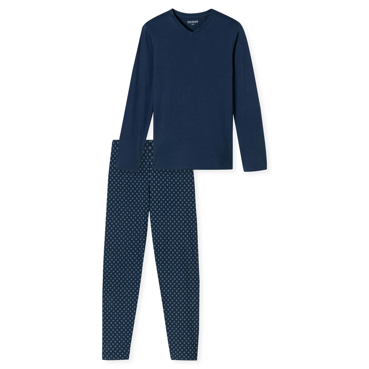 Schiesser Schlafanzug Lang, 1/2 Arm Set di Pigiama, Opaco, Blu Scuro A Righe, 36 Donna