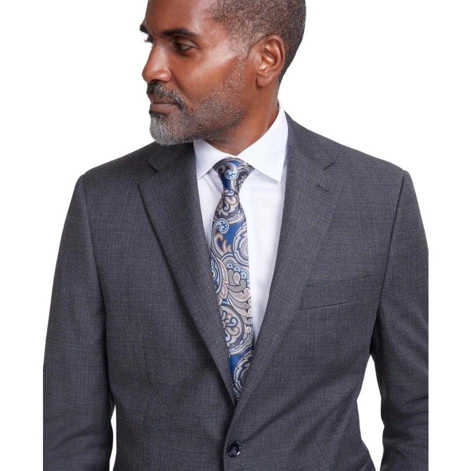 Tallia Men's Solid Grey Classic Slim-Fit Sport Coat Formal Suit Blazer Size 50R - Image 2 of 4