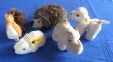 Steiff Teddy - Eichhörnchen - Maus - Igel - Pudel -Nashorn = 5 alte Steiff Tiere