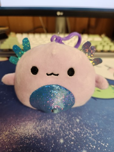 Squishmallow 3.5" Monica Axolotl Lavender Prism Sea Plush Clip BNWT Free Ship