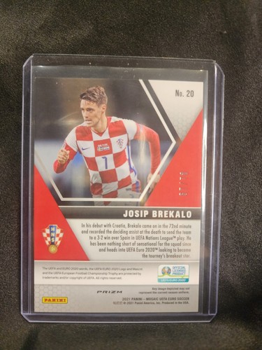 2021 Panini Mosaic UEFA Euro 2020 Purple Fluorescent /70 Josip Brekalo #20 - Picture 2 of 2