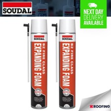 2x Soudal B2 Fire & Acoustic Expanding Foam Hand Held Ready To Use PU Foam 750ml