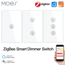 MOES 1/2/3Gang Tuya ZigBee Smart Light Dimmer Switch Wall Touch Alexa Google App