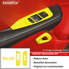 Yellow Door Handle Trim & Window Lift Button Panel Trim for Dodge Challenger 15+