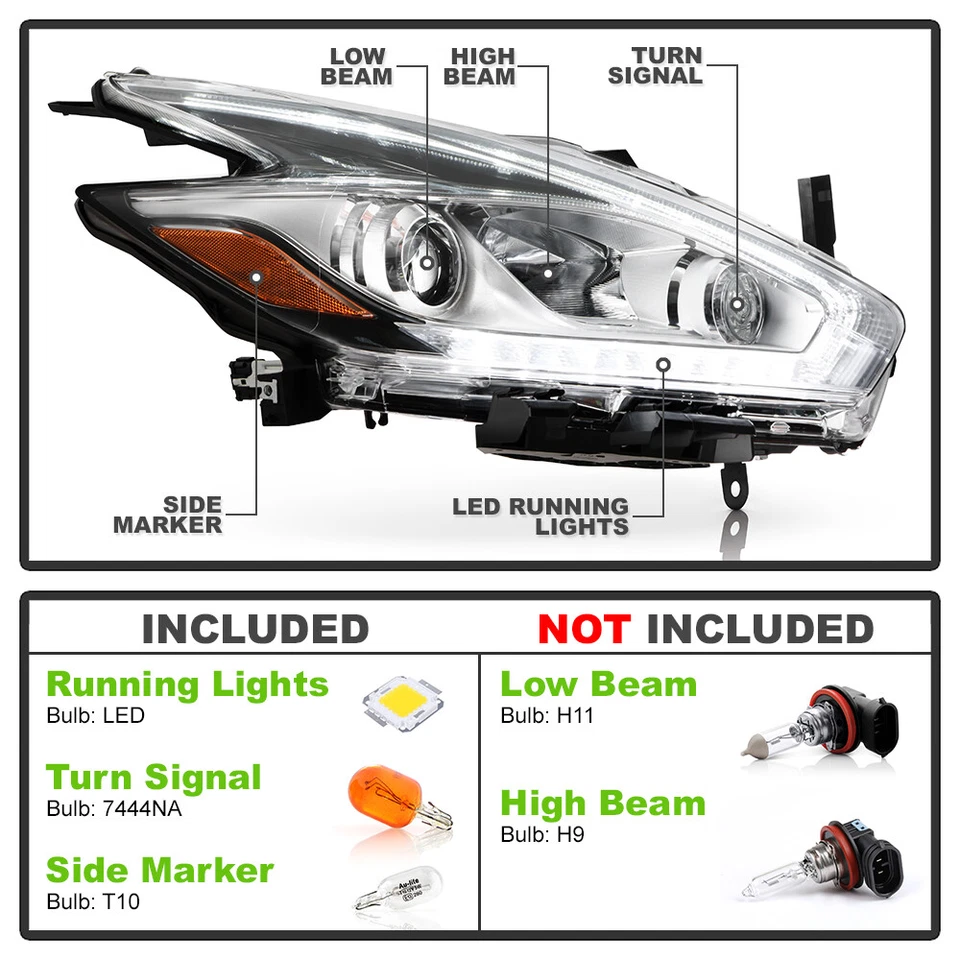 Faro proyector halógeno DRL para Nissan Murano 2015-2016 - pasajero Foto 4 de 4