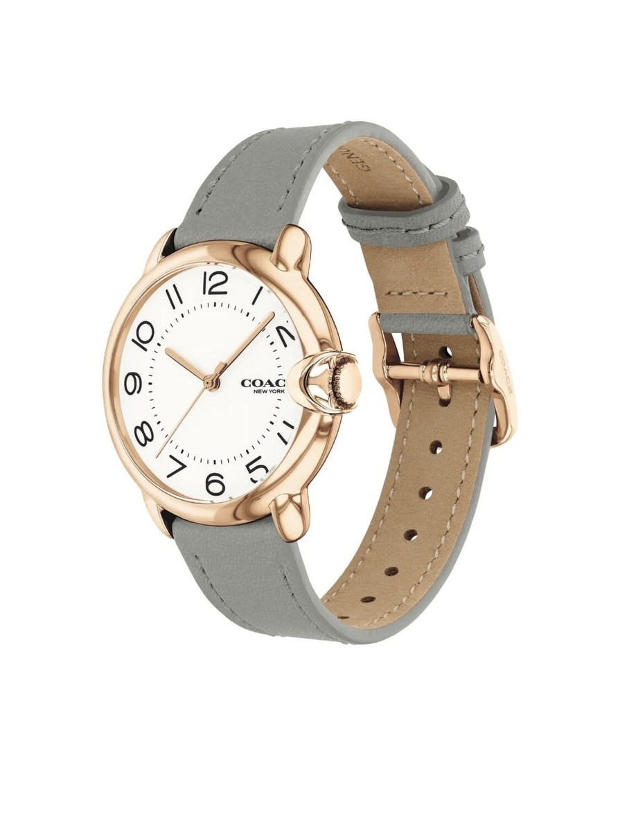 New Coach Arden Women’s White Dial Gray Leather Strap Watch 14503611 Coach 14503611 Arden Ivory White/Rose Gold Tone Dial Grey  main image 3