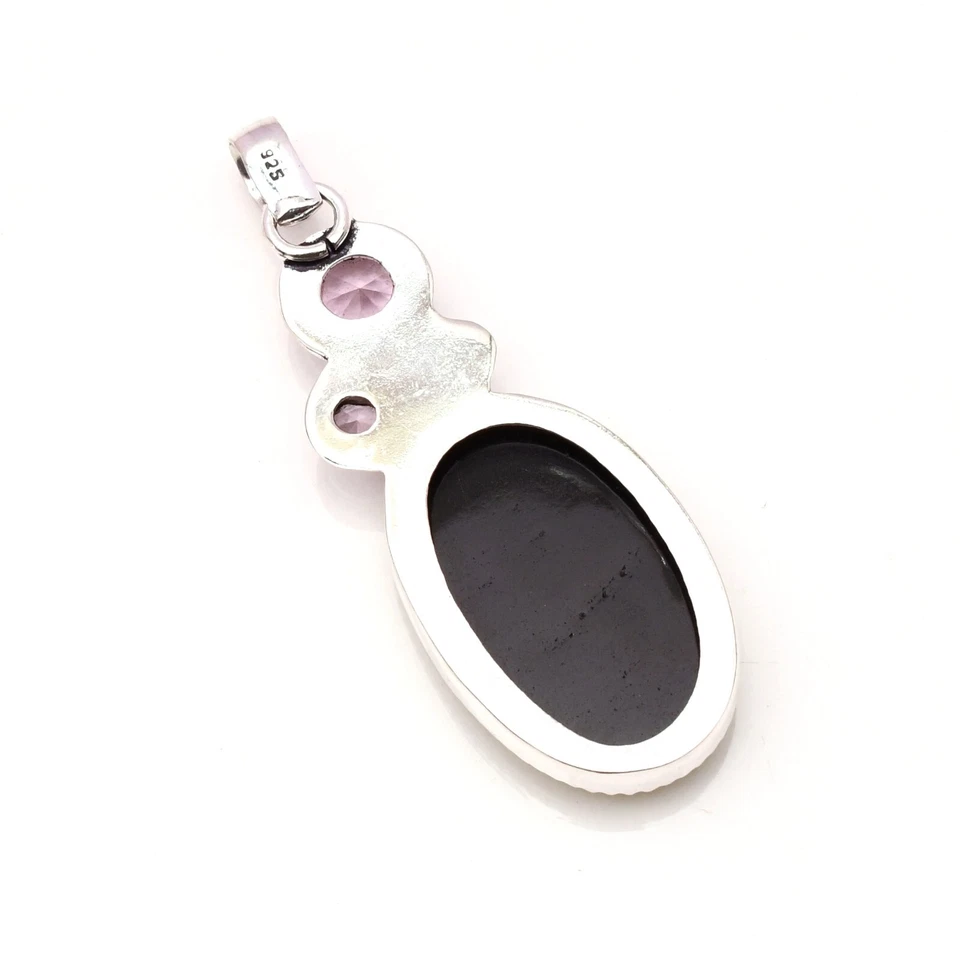 Ciondolo gioiello fatto a mano in argento sterling 925 pietra preziosa opale ... - Immagine 3 di 4