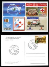 Cartolina Croce Rossa schede telefonche tutto mondo Papua Guinea Bilbao Francia
