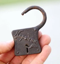 ANTIQUE VINTAGE Napoleon Padlock Story Lock chest trunk No Key Old