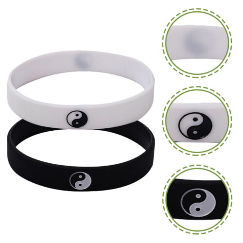 2PC Rubber Bracelets Silicone Wristbands Yin Yang Bracelet for Women Men Couples - Picture 5 of 11
