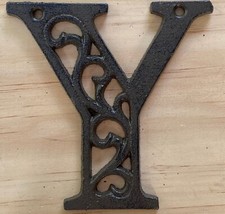 Cast Iron Letter "Y" Ornate Scroll Filigree Monogram Alphabet Decor w/ Screws