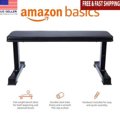 Flat Weight Exercise Bench Steel Frame PVC Top 700lbs Capacity Compact Design US