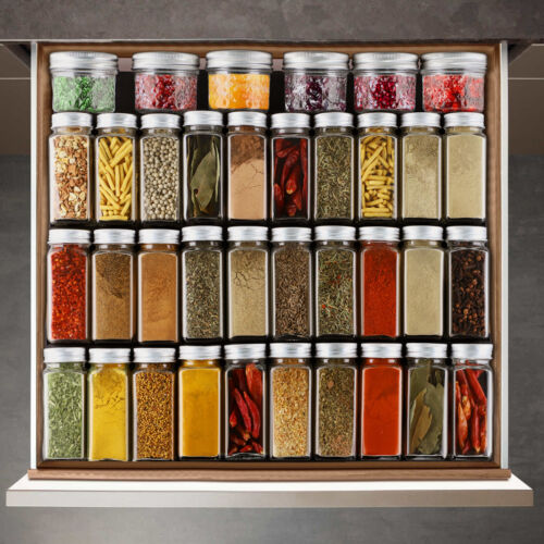 2Stk Gewürzregal Schublade Ausziehbar Organizer Gewürzeinsatz Schublade 3 Ebenen - Bild 3 von 9