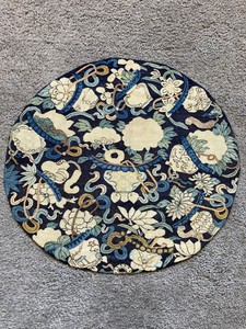 Old Chinese kesi silk roundel with flowers