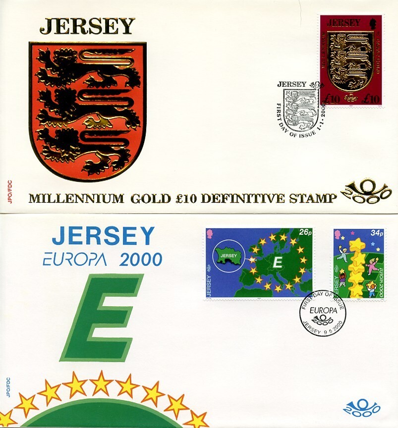 Year 2000 Set of 9 x Jersey First Day Covers (No Minisheets) 6 x