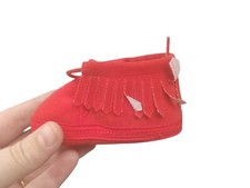 Vintage Red Infant Baby Moccasins NOS