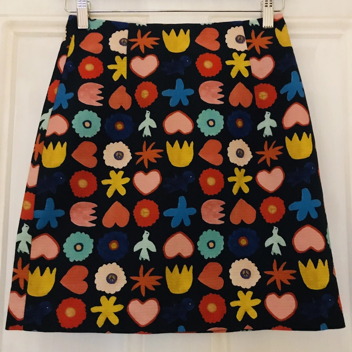 Gorman Size 8 navy floral heart tulip patterned short pencil skirt fully  lined | eBay