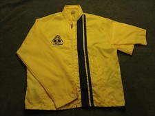 Vintage Cap 'n Jac Yellow w Black Stripe Jacket 3 Million Patch Size Large