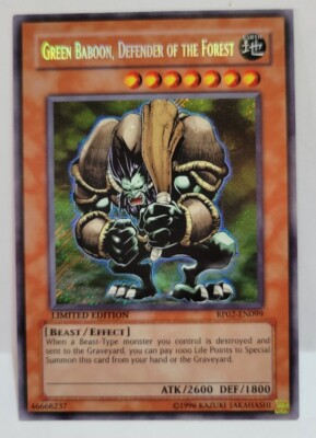 YUGIOH GREEN BABOON DEFENDER OF THE FOREST  RP02-EN099 SECRET LIGHT  PLAYED