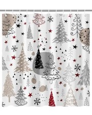 Christmas Shower Curtain Set Winter Snowflake Christmas Bath 72x72x inch Black