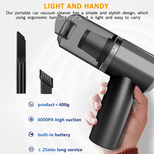 120W Cordless Handheld Vacuum Cleaner Car Home Auto Wet Dry Duster Rechargeable - Picture 7 of 11