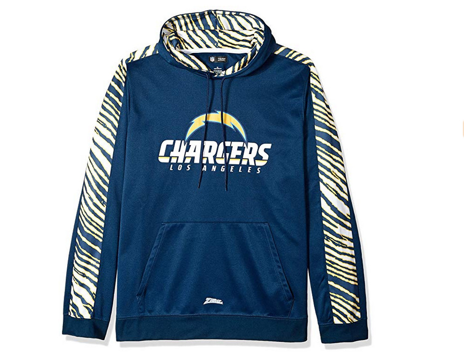 Толстовка-пуловер Zubaz Mens NFL San Diego Chargers с капюшоном в стиле зебра