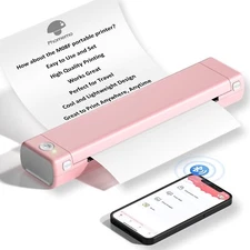 Phomemo M08F PINK WHITE A4 Portable Wireless Bluetooth Thermal Printer + Case