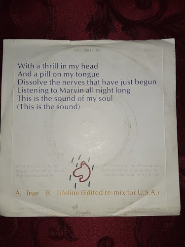 SPANDAU BALLET True 7 inch vinyl record single FIRST PRESSING UK IMPORT 1983 - Picture 2 of 4