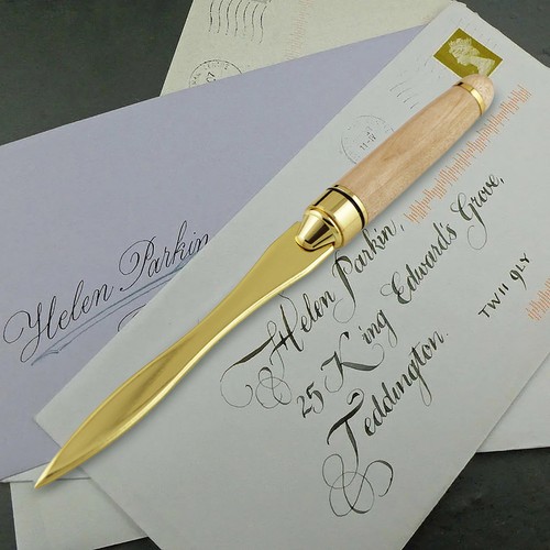 Wood Handle Letter Opener Cut Paper Knives Split File Envelopes Maple