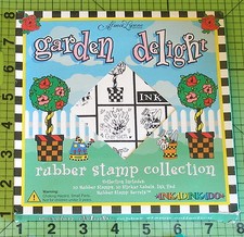 Garden Delight Foam Backed rubber stamp set by Inkadinkado 10 Stamps Ink