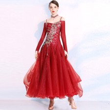 Latin Ballroom Dance Dress Modern Salsa Waltz Standard Long Dress N115 2 Colors