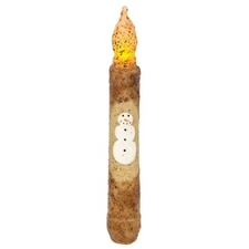 NEW PRIMITIVE SNOWMAN TIMER TAPER CANDLE BURNT IVORY Grungy 6.5" Country