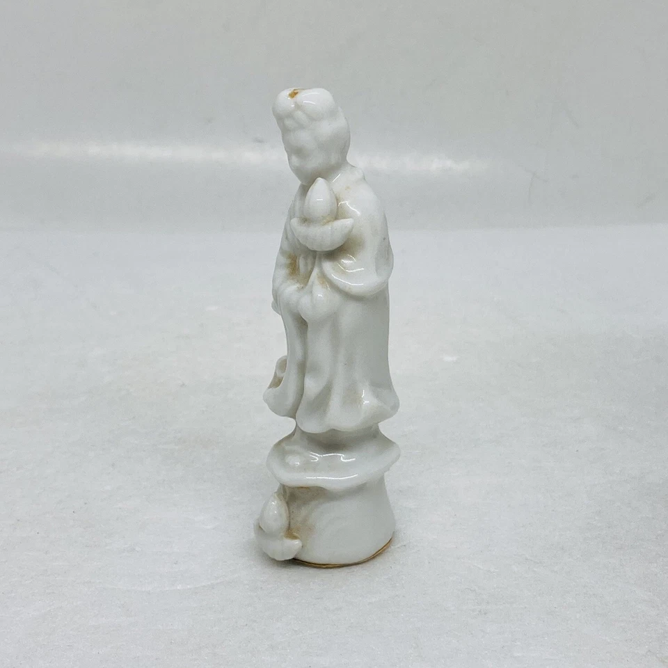 "Estatuilla de diosa oradora de porcelana vintage de Kwan Yin 3,5"" decoración artística 1" Foto 2 de 4