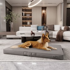 Wear-resistant 3D Spacer Fabric Dog Bed Washable Waterproof Pad w/ Leather Cover