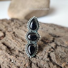 Natural Black Onyx Gemstone Ring 925 Sterling Silver Free Shipping Ring PG6066