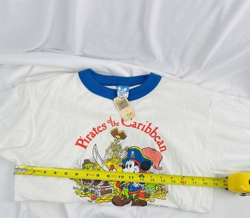 VTG Walt Disney World Pirates of the Caribbean SZ L Ringer T Shirt Mickey NWT - Picture 6 of 10