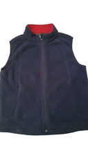 L.L. Bean Boys Fleece Vest - Size M 10-12 - 2 Pockets - Navy Blue