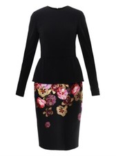 GIAMBATTISTA VALLI WOOL & SILK FLORAL PENCIL DRES XXS IT 38