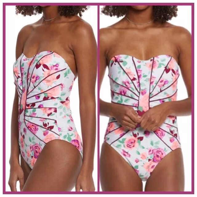 NWT Womens BETSEY JOHNSON One Piece PRISONER OF LOVE SLIMMING SWIMSUIT S 4 6 NEW